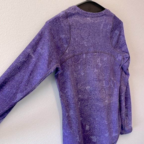 Title Nine Purple Floral Wool Blend Long Sleeve  Top w/ Zipper Pocket - size S - Picture 4 of 9